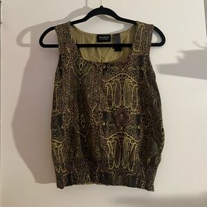 Studio by Liz Claiborne Women's Olive Patterned Tank Top